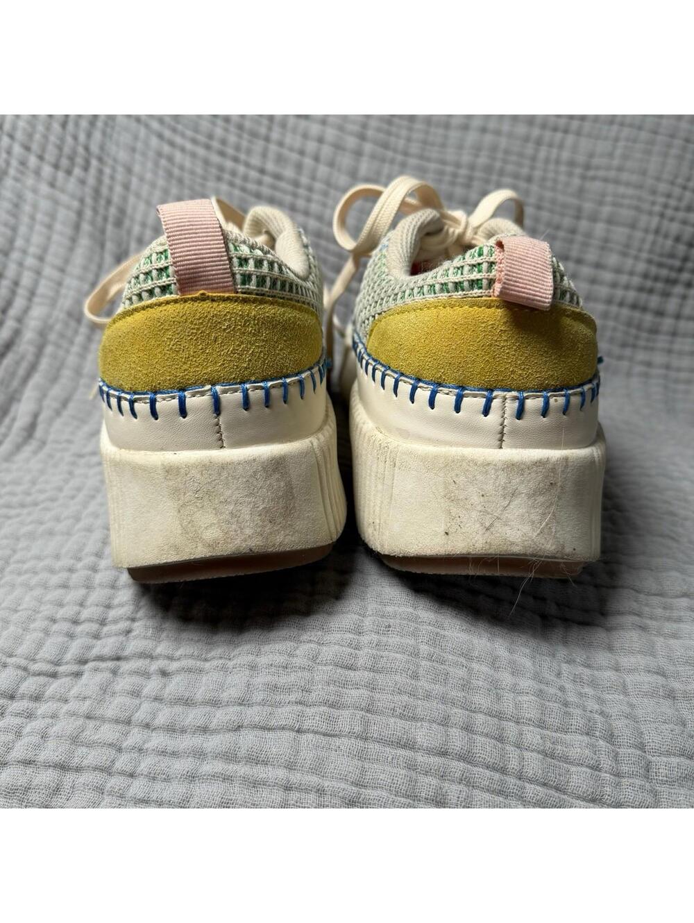 LUCKY STEP Women's Platform Sneakers Pink/Yellow Multi Knit Walking Shoes Sz 9 - Picture 9 of 9